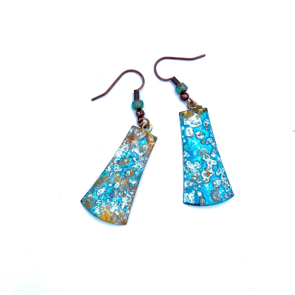 Handmade oxidized brass/ copper earrings